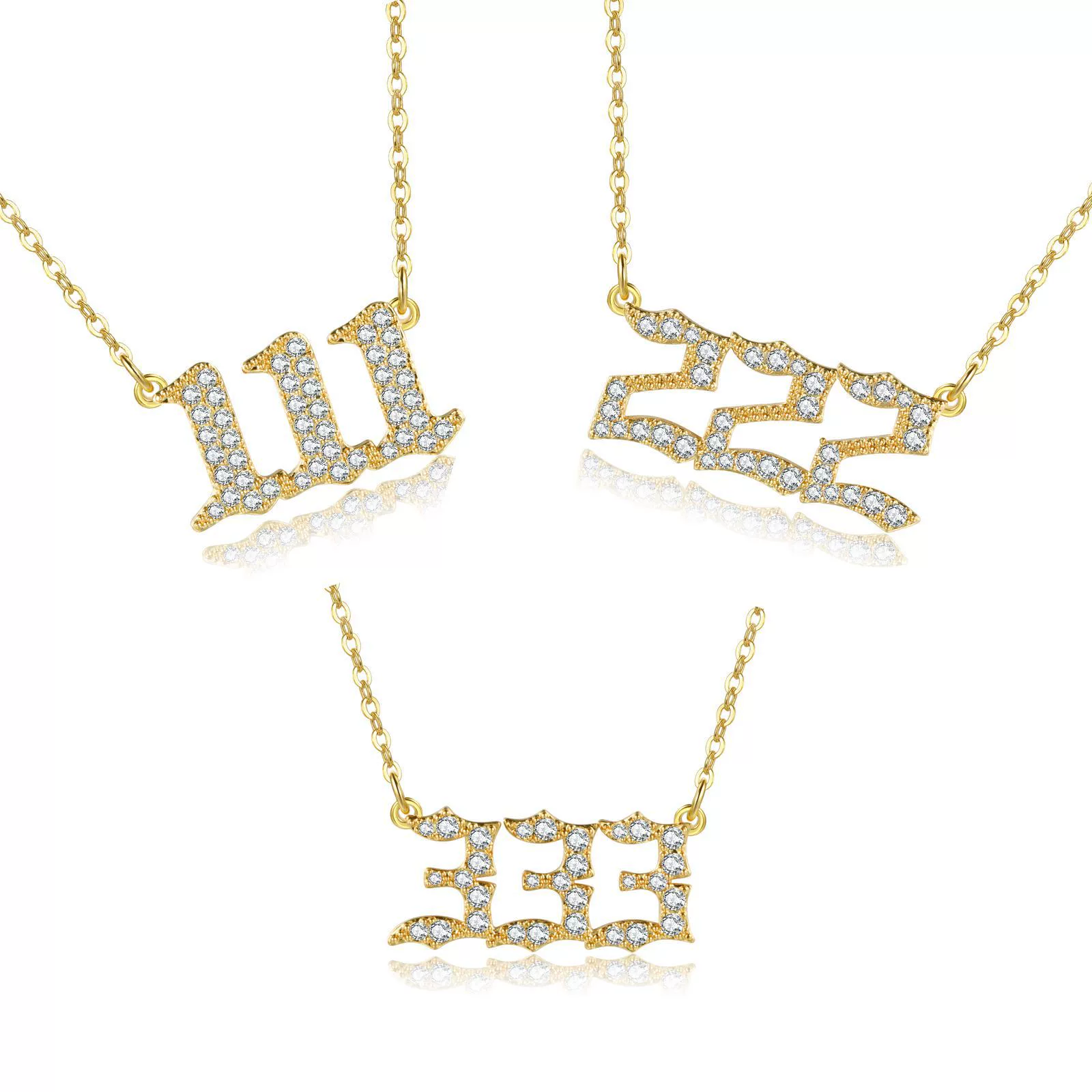 Women's Brass Rhinestone Necklace With Letters Numbers Text Design - Image 2