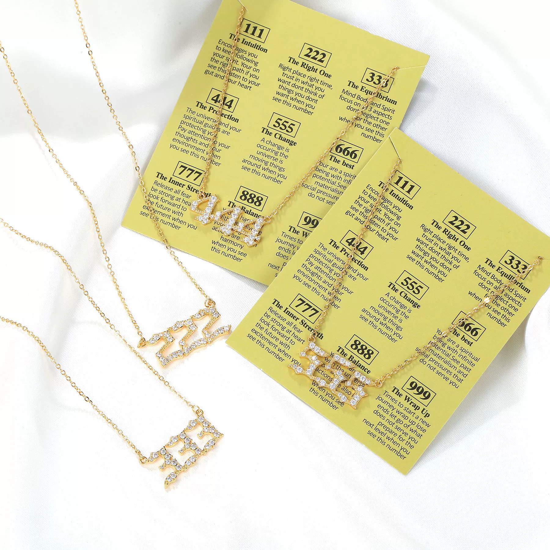 Women's Brass Rhinestone Necklace With Letters Numbers Text Design - Image 4