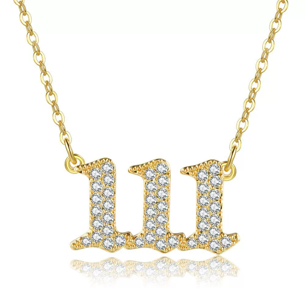Women's Brass Rhinestone Necklace With Letters Numbers Text Design - Image 6