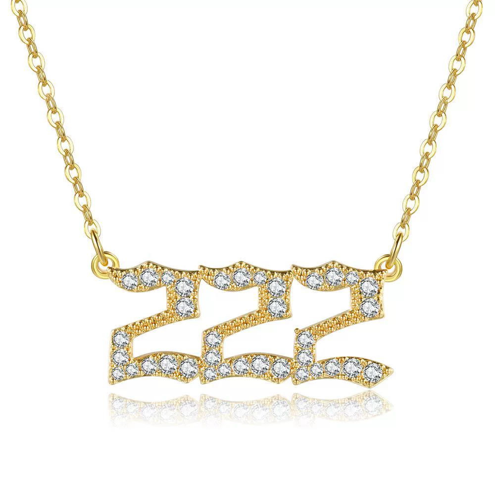 Women's Brass Rhinestone Necklace With Letters Numbers Text Design - Image 7