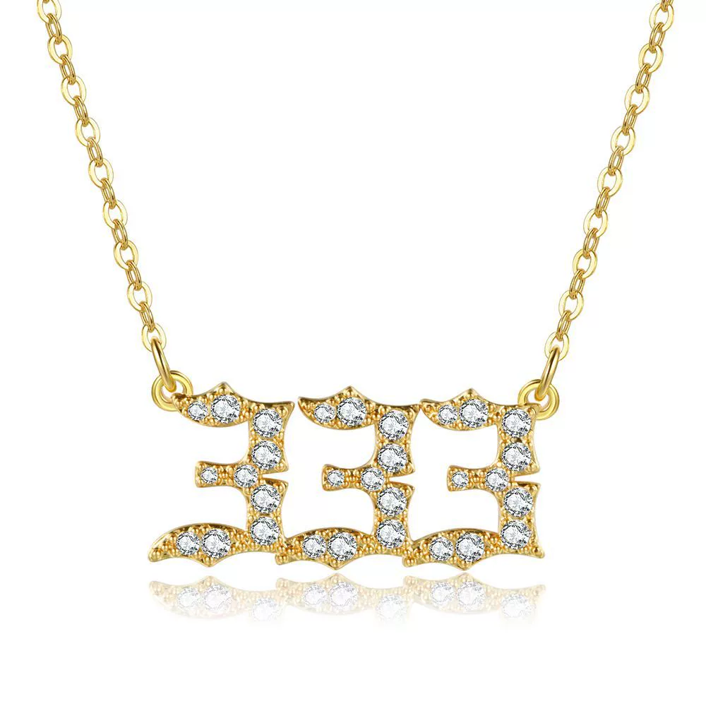 Women's Brass Rhinestone Necklace With Letters Numbers Text Design - Image 8