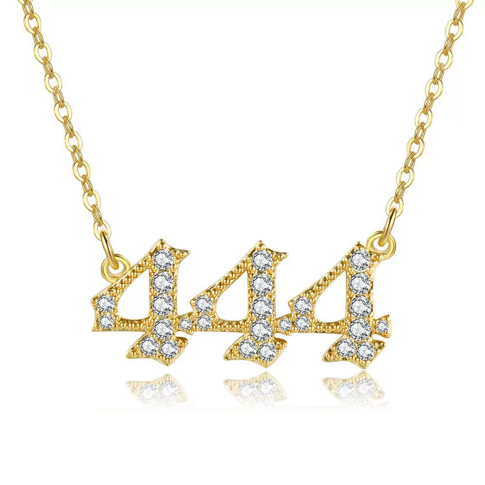 Women's Brass Rhinestone Necklace With Letters Numbers Text Design - Image 9