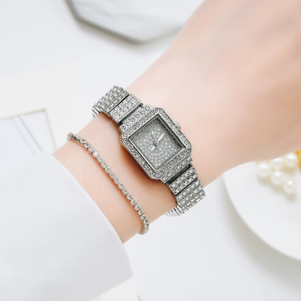 Women's Casual Alloy And Canvas Square Head Quartz Watch Set - Image 13