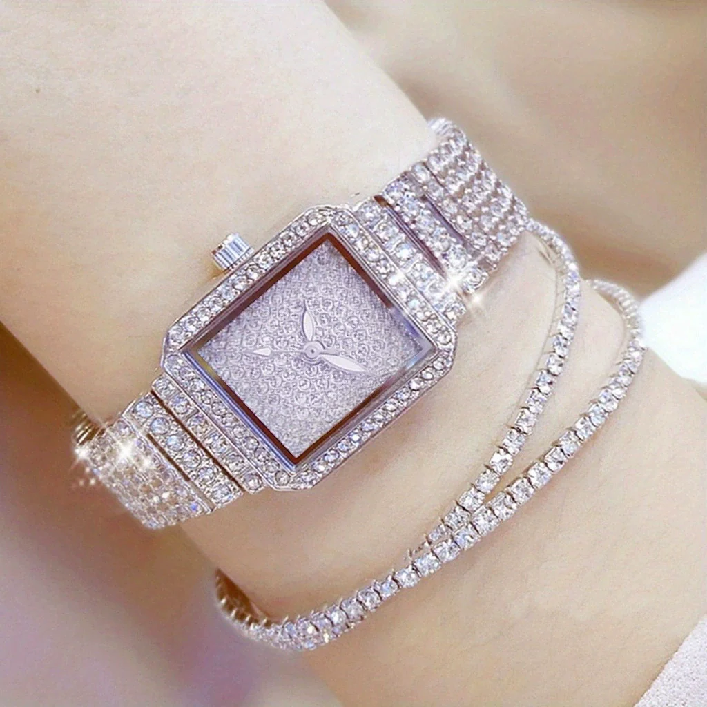 Women's Casual Alloy And Canvas Square Head Quartz Watch Set - Image 3