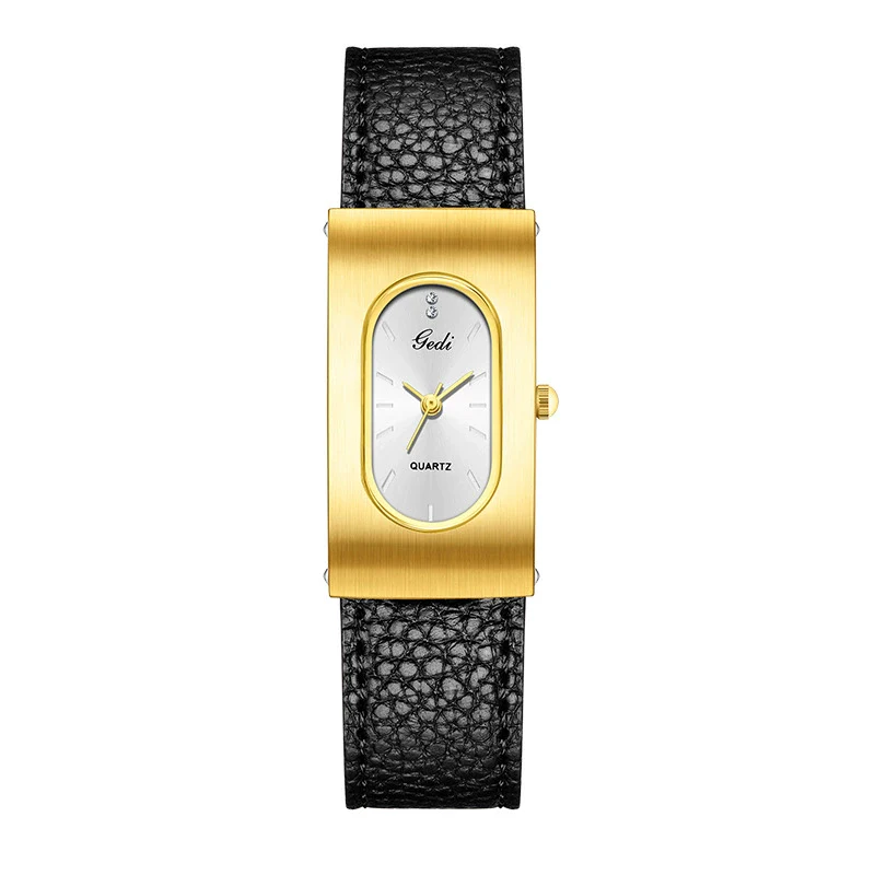 Women's Casual Alloy And Microfiber Belt Oval Quartz Watch With Mineral Reinforced Glass Mirror Pin Buckle And Spiral Crown - Image 10