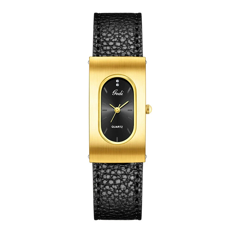 Women's Casual Alloy And Microfiber Belt Oval Quartz Watch With Mineral Reinforced Glass Mirror Pin Buckle And Spiral Crown - Image 11