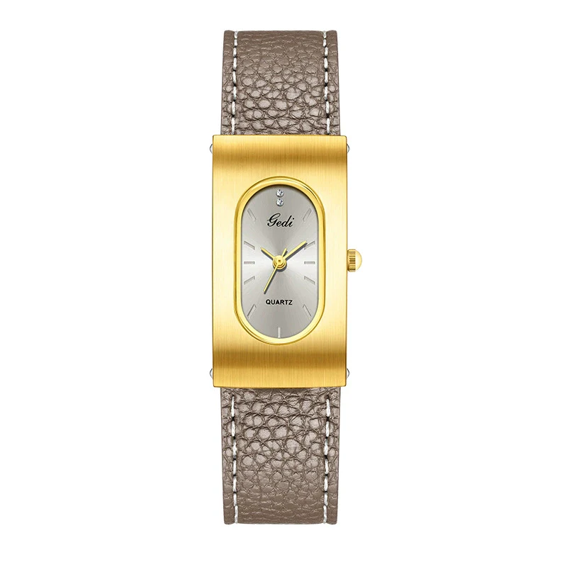 Women's Casual Alloy And Microfiber Belt Oval Quartz Watch With Mineral Reinforced Glass Mirror Pin Buckle And Spiral Crown - Image 13