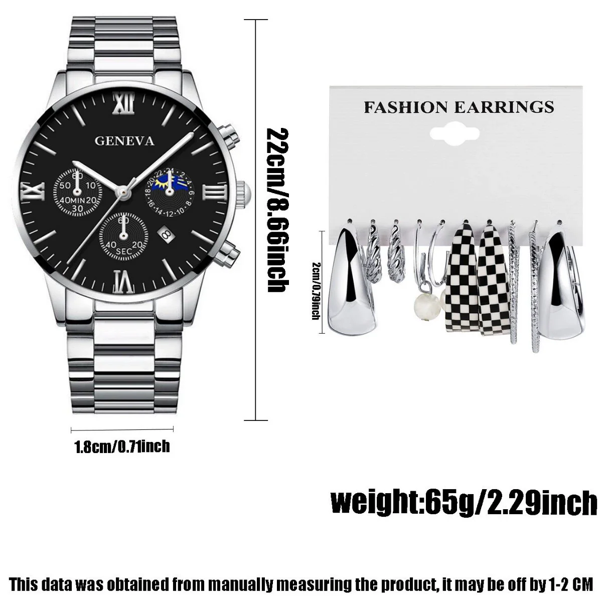 Women's Casual Alloy Band Heart Shape Dial Watch Earrings Jewelry Set - Image 2
