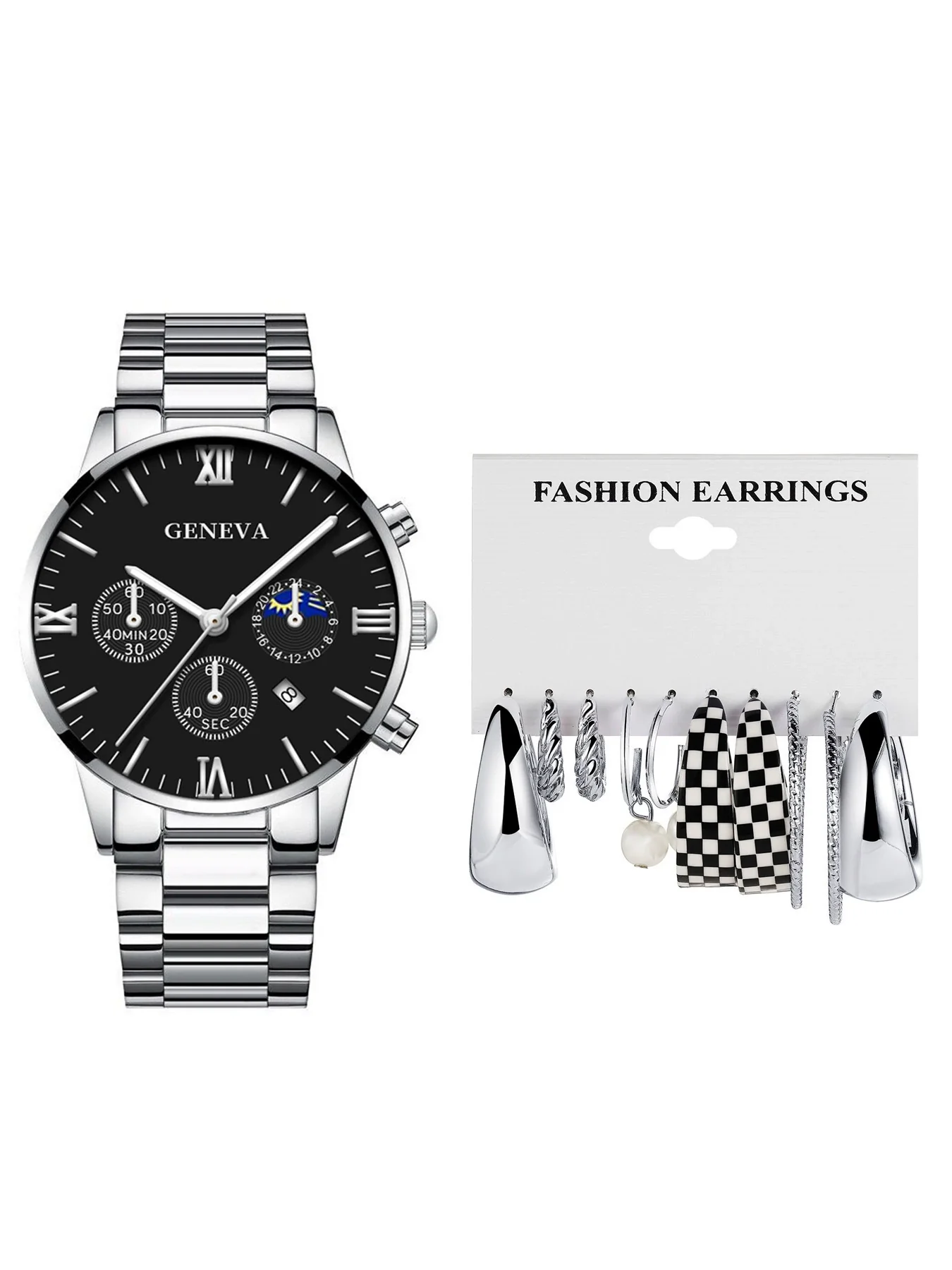 Women's Casual Alloy Band Heart Shape Dial Watch Earrings Jewelry Set - Image 6