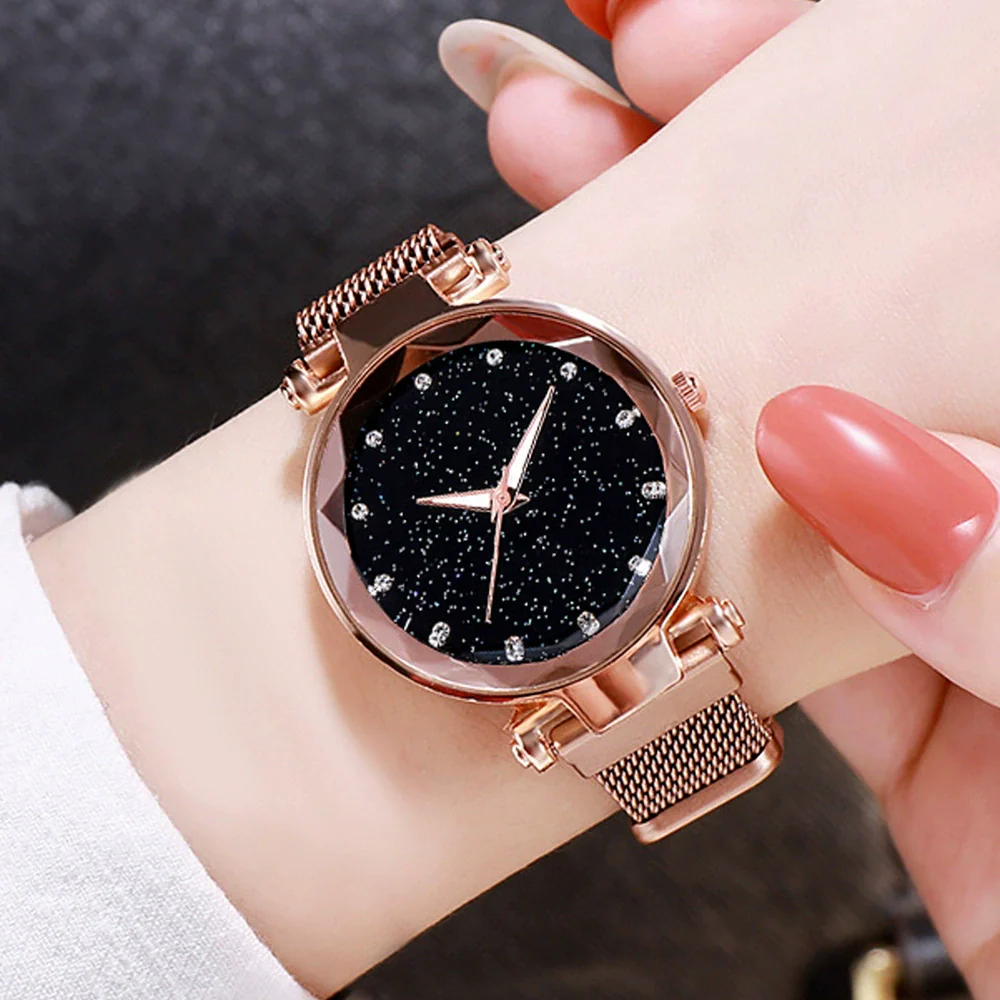 Women's Casual Alloy Belt Round Dial Starry Sky Watch - Image 7