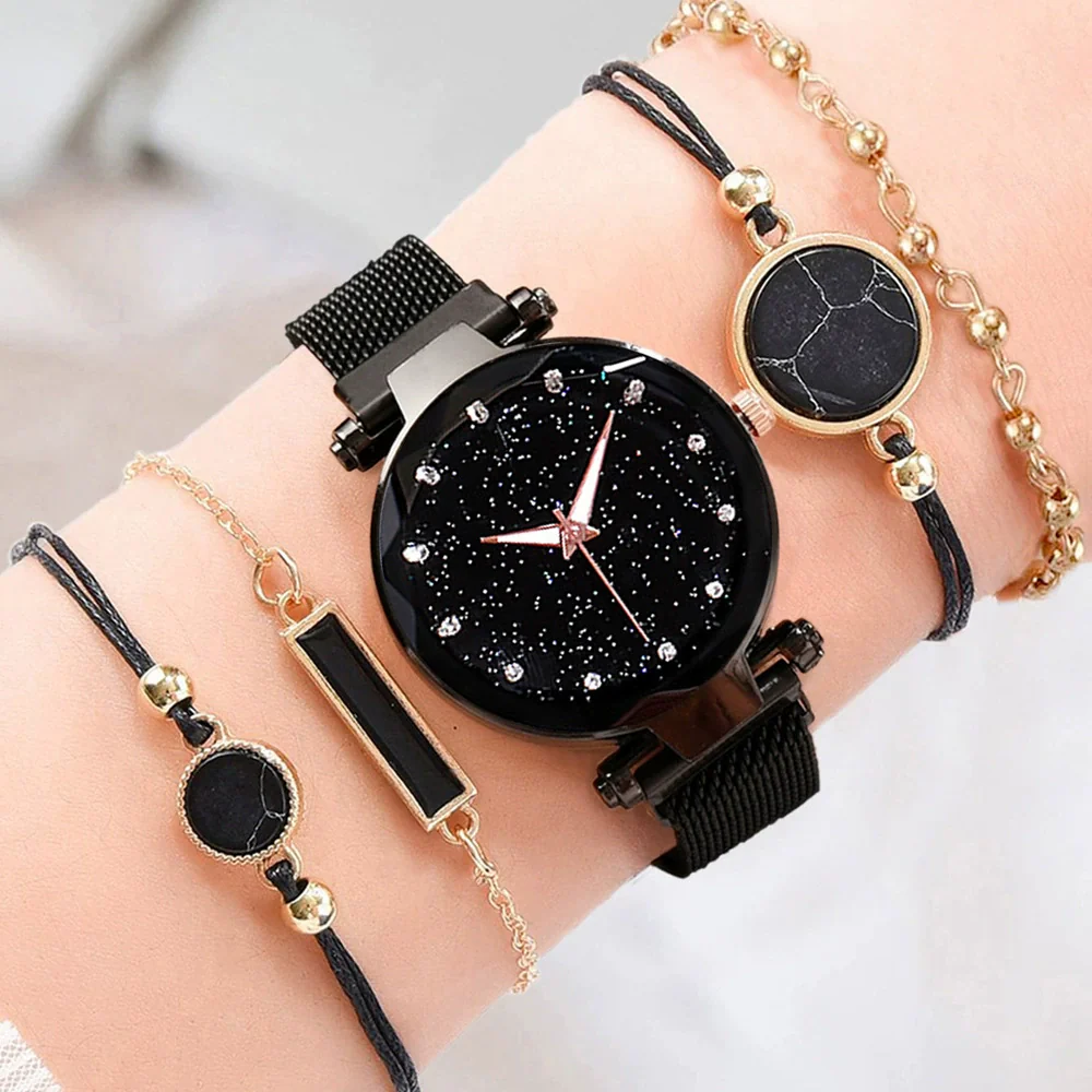 Women's Casual Alloy Belt Round Dial Starry Sky Watch - Image 8