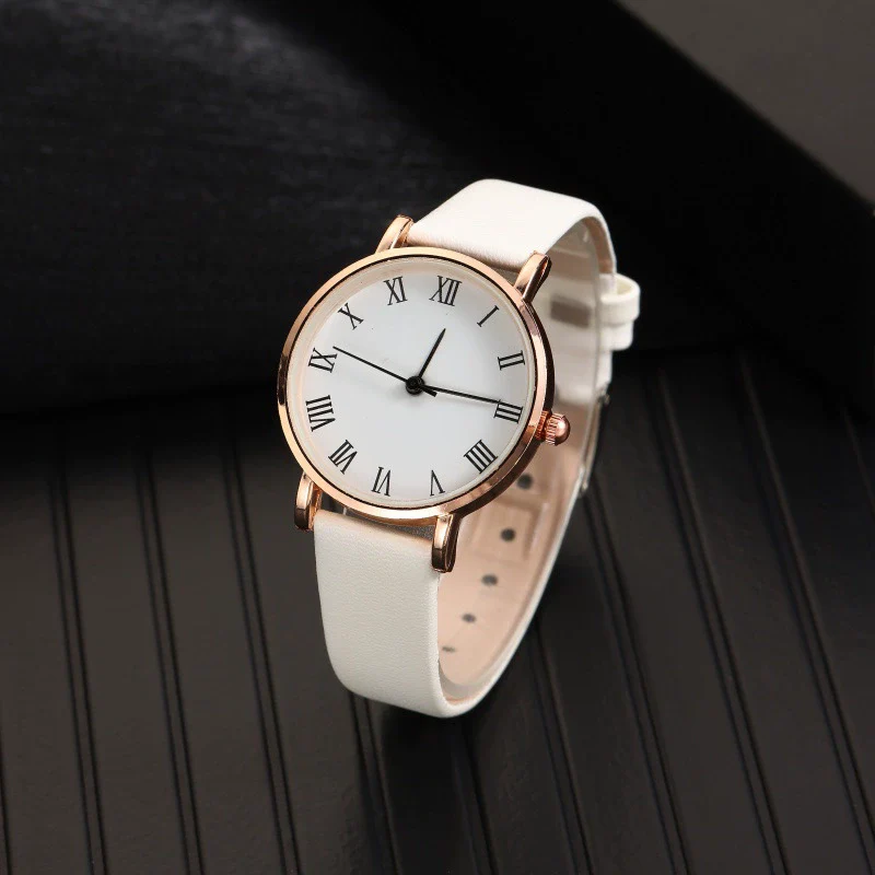 Women's Casual Alloy Case Imitation Leather Strap Stainless Steel Buckle Round Dial Quartz Watch - Image 4