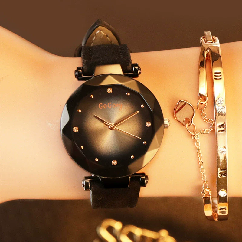 Women's Casual Fashion Alloy Imitation Leather Strap Round Dial Quartz Watch - Image 2
