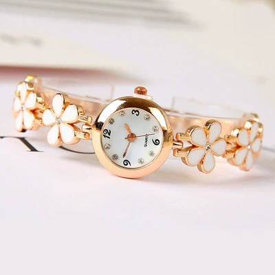 Women's Casual Fashion Clover Five Leaf Stainless Steel Round Dial Bracelet Watch Jewelry - Image 4