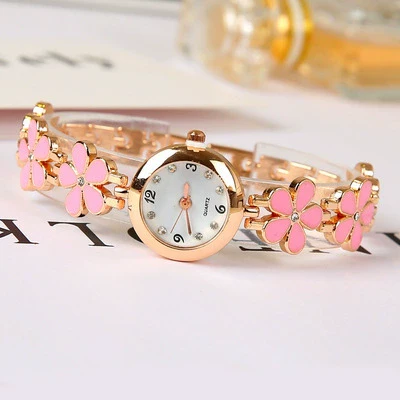 Women's Casual Fashion Clover Five Leaf Stainless Steel Round Dial Bracelet Watch Jewelry - Image 9