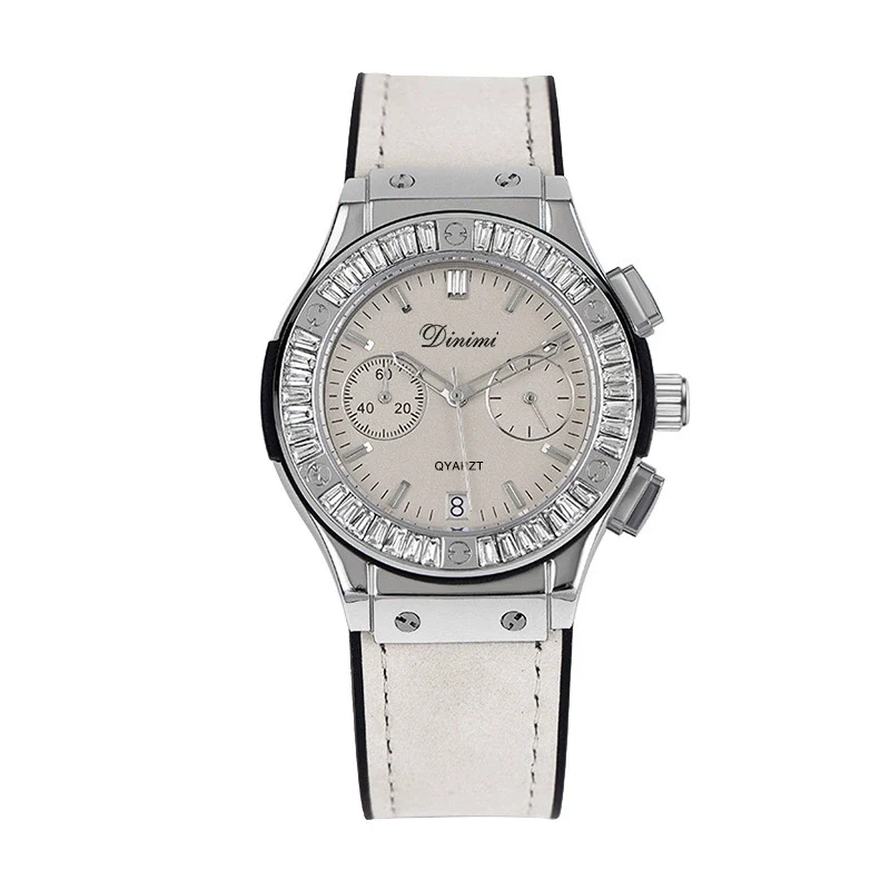 Women's Casual Fashion Round Disc Silicone Band Alloy Quartz Watch With Rhinestones - Image 5
