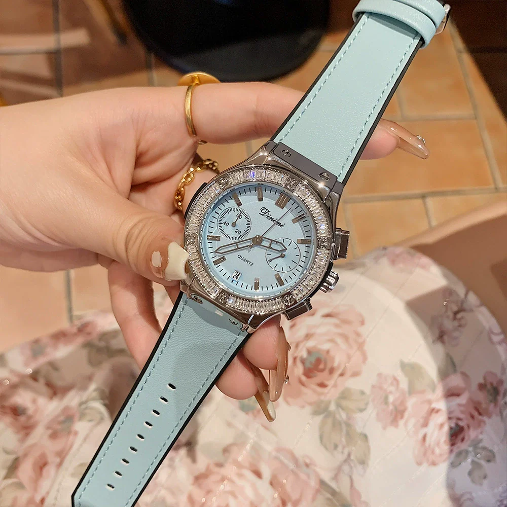 Women's Casual Fashion Round Disc Silicone Band Alloy Quartz Watch With Rhinestones - Image 6