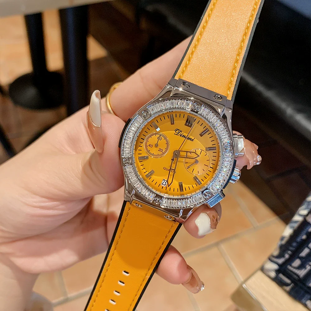 Women's Casual Fashion Round Disc Silicone Band Alloy Quartz Watch With Rhinestones - Image 7