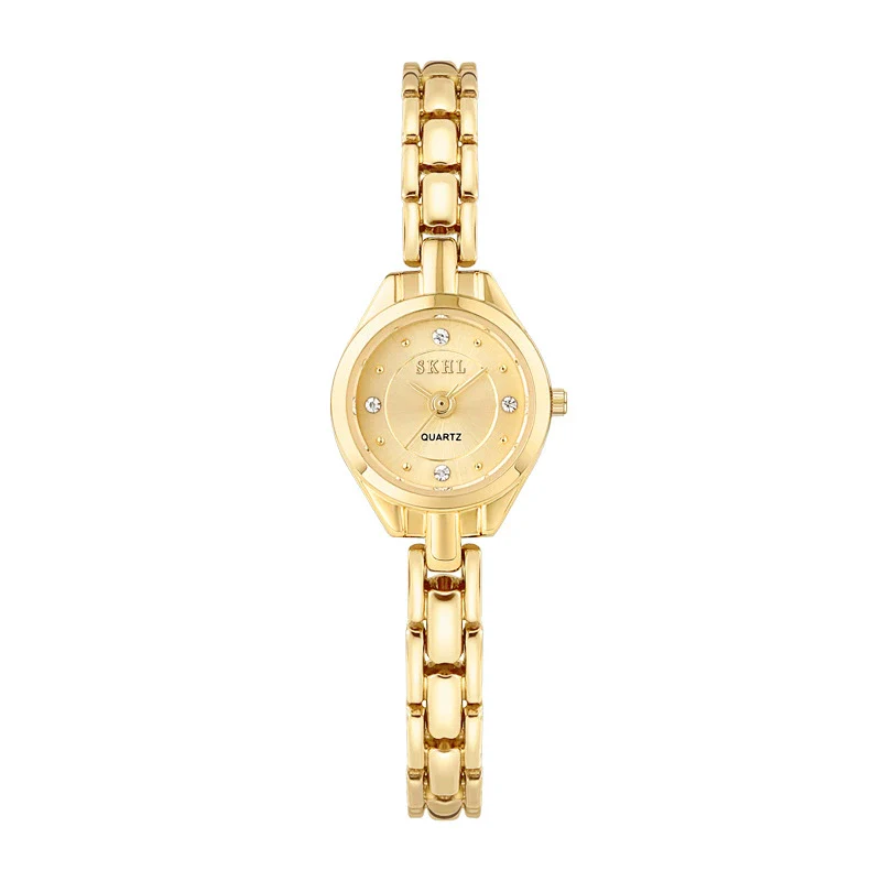 Women's Casual Mini Round Alloy Case And Strap Quartz Watch With Printed Logo - Image 6