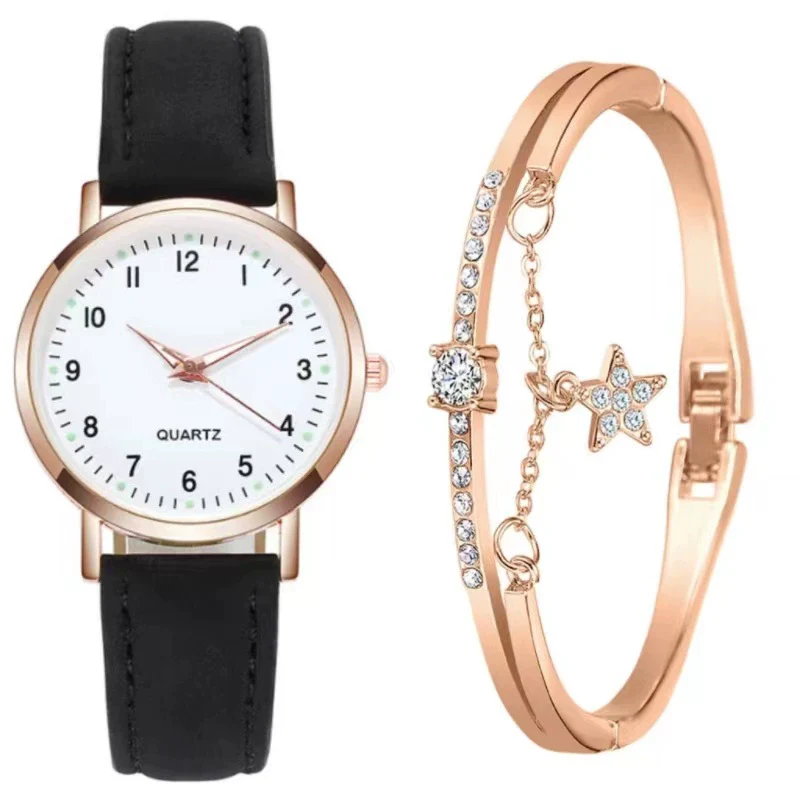 Women's Casual Quartz Watch Alloy Case Imitation Leather Strap Round Dial Frosted Finish - Image 16