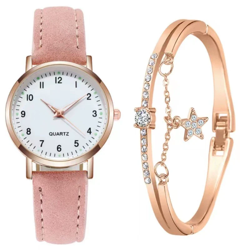 Women's Casual Quartz Watch Alloy Case Imitation Leather Strap Round Dial Frosted Finish - Image 19
