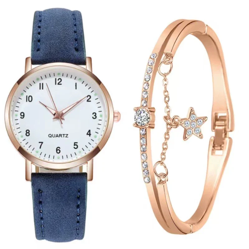 Women's Casual Quartz Watch Alloy Case Imitation Leather Strap Round Dial Frosted Finish - Image 22