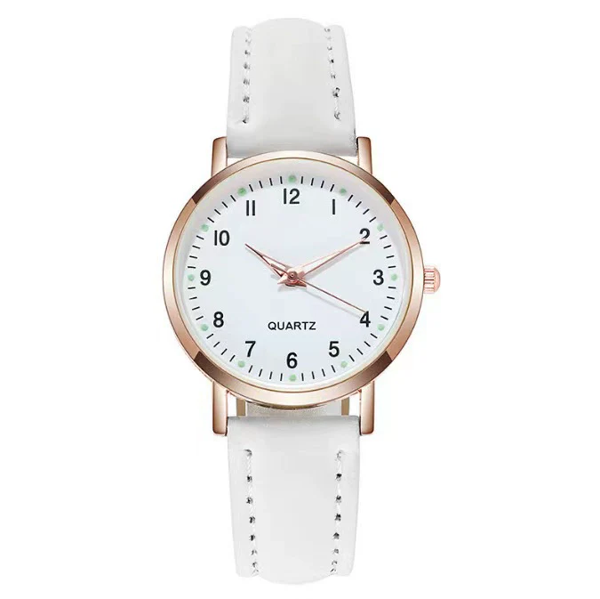 Women's Casual Quartz Watch Alloy Case Imitation Leather Strap Round Dial Frosted Finish - Image 6