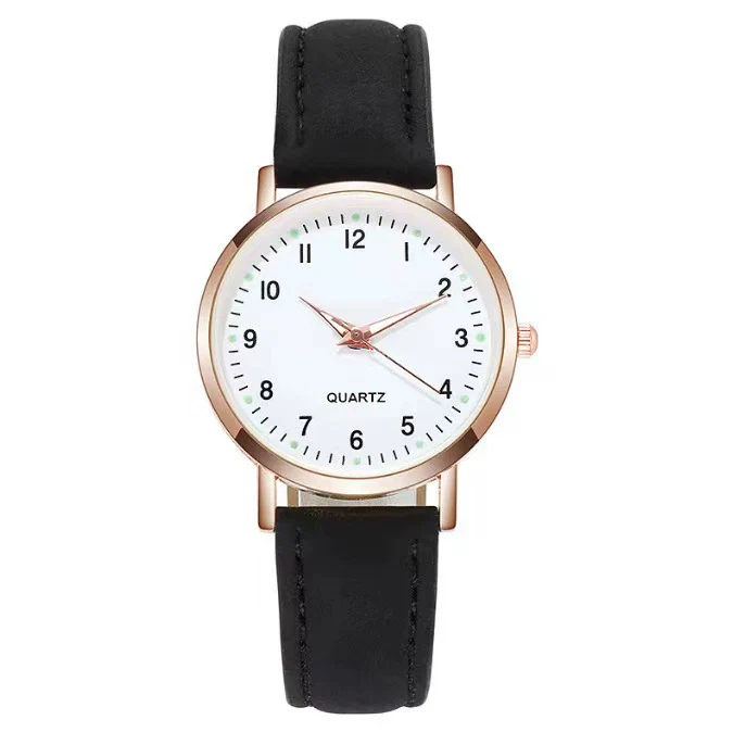 Women's Casual Quartz Watch Alloy Case Imitation Leather Strap Round Dial Frosted Finish - Image 7