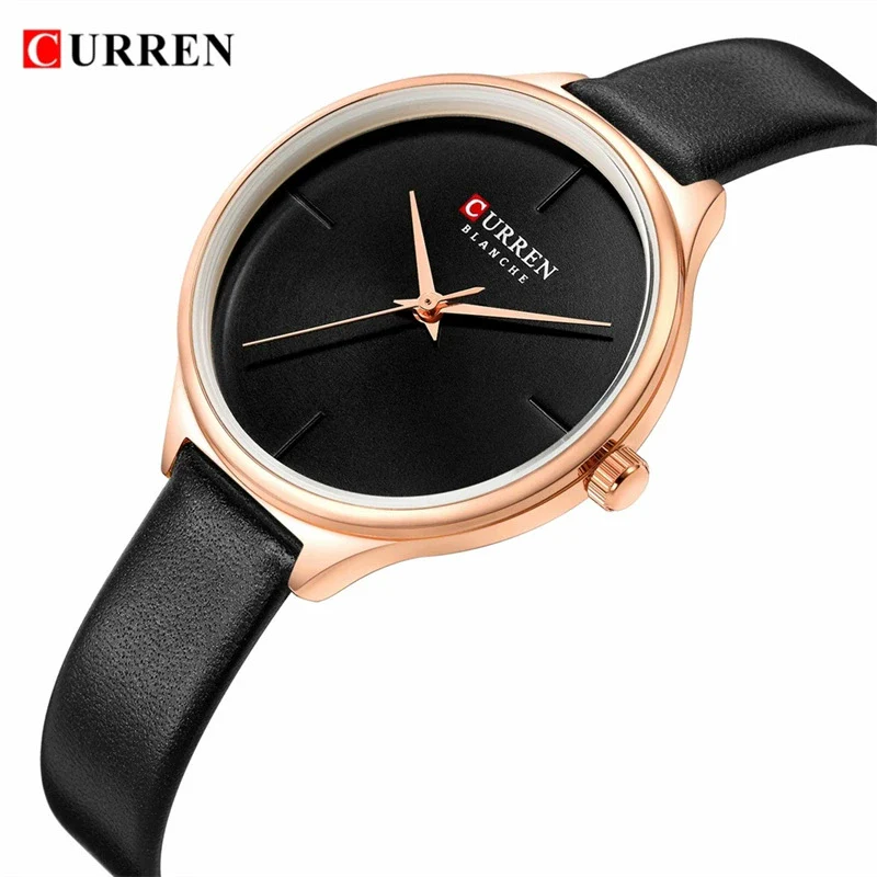 Women's Casual Quartz Watch Metal Case Imitation Leather Strap Round Dial Mineral Strengthened Glass Mirror