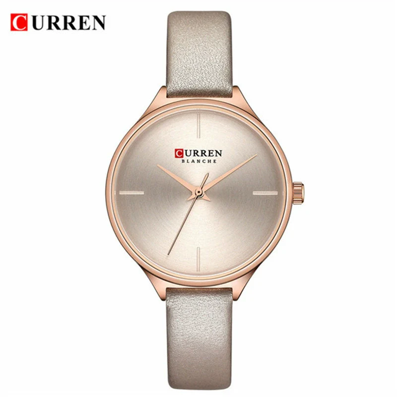 Women's Casual Quartz Watch Metal Case Imitation Leather Strap Round Dial Mineral Strengthened Glass Mirror - Image 8