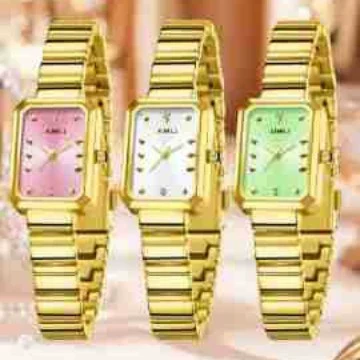 Women's Casual Quartz Watch With Alloy Case Bamboo Strap And Rectangle Dial - Image 2