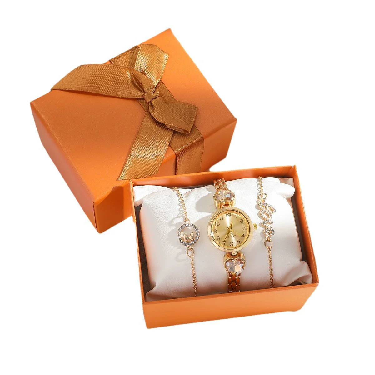 Women's Casual Quartz Watch With Round Heartshaped Gemstone And Steel Band Made Of Zinc Alloy And Alloy - Image 5