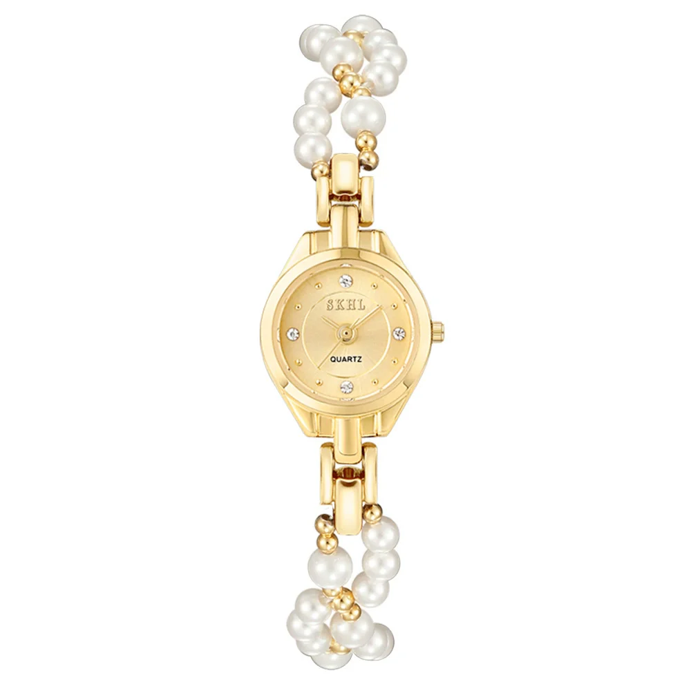 Women's Casual Round Dial Alloy Case Pearl Bracelet Watch With Stainless Steel Jewelry Buckle - Image 5