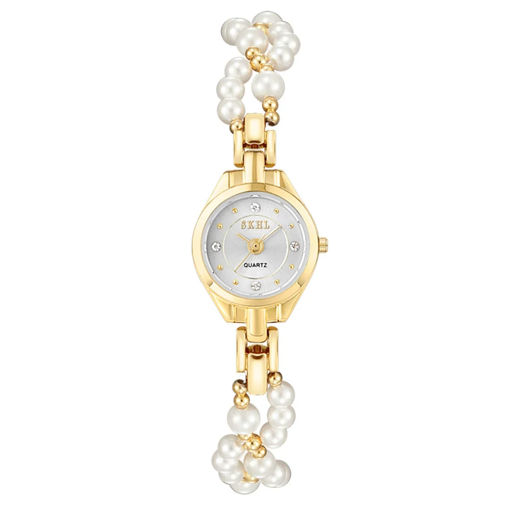 Women's Casual Round Dial Alloy Case Pearl Bracelet Watch With Stainless Steel Jewelry Buckle - Image 8