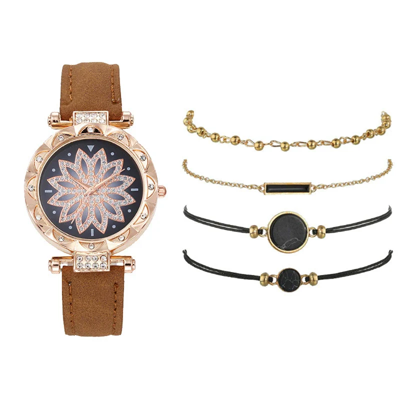 Women's Casual Sports Outdoor Watch Set Alloy Case And Strap Mineral Reinforced Glass Mirror Round Dial - Image 3