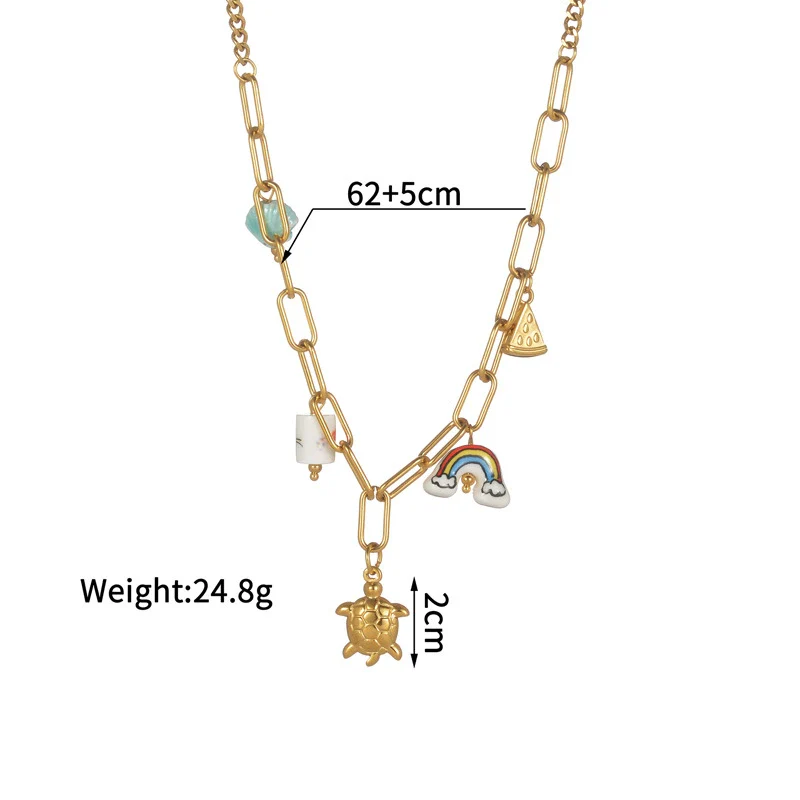 Women's Ceramic Necklace Accessories Handmade With Stainless Steel And Titanium Steel Long O Shaped Chain Electroplated With Constellation Doll Crown Heart Shape And More Patterns - Image 6