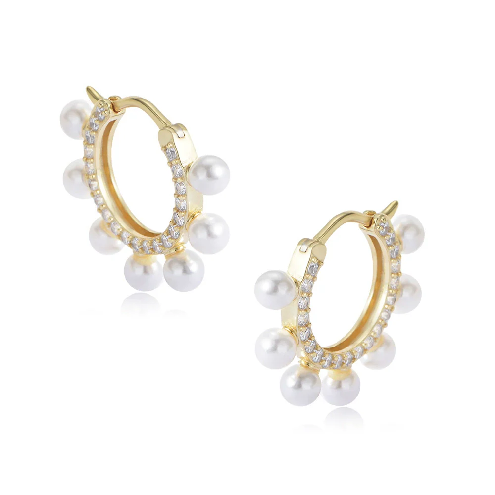 Women's Circleshaped 925 Sterling Silver Pearl Geometric Earrings - Image 5