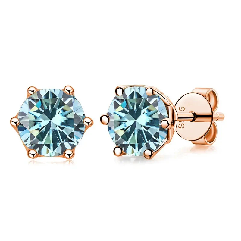 Women's Classic Moissanite Earrings In Sterling Silver With Round Shape
