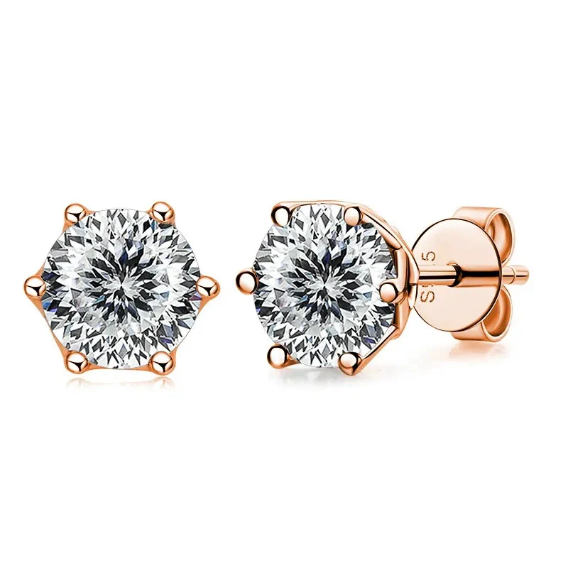 Women's Classic Moissanite Earrings In Sterling Silver With Round Shape - Image 6