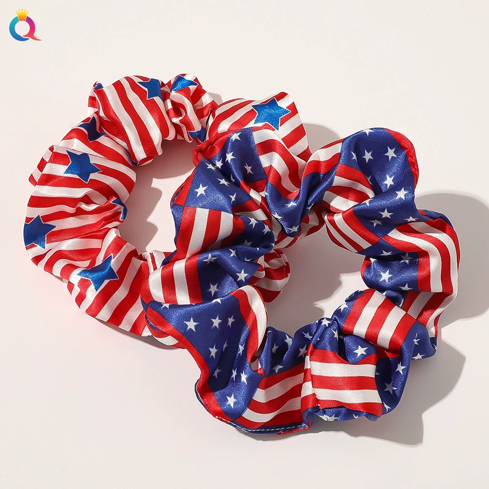 Women's Cloth Hair Ring With American Flag Pattern Pure Handmade - Image 3