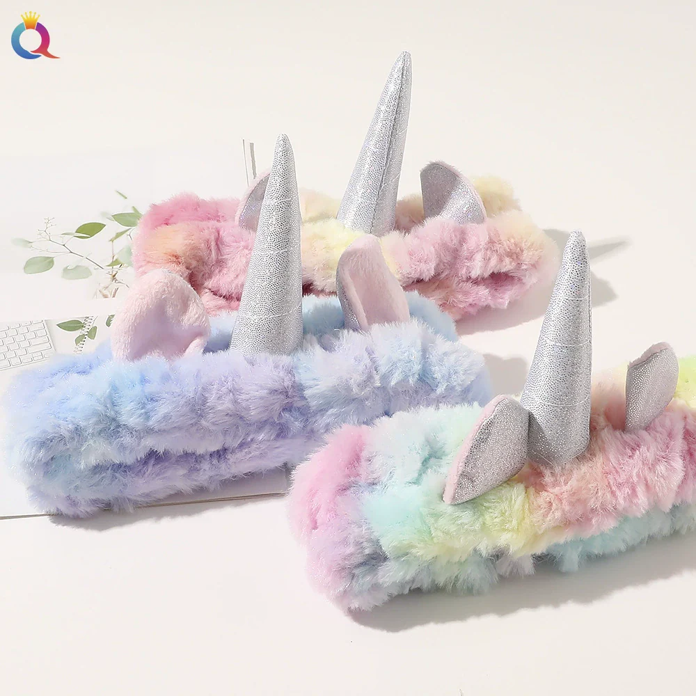 Women's Cloth Handmade Ice Cream Color Changing Unicorn Printing Hair Band - Image 2