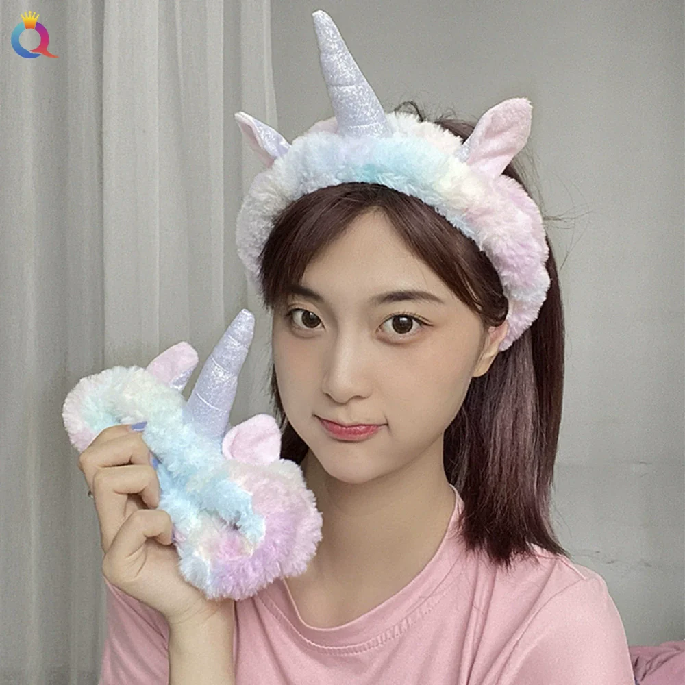 Women's Cloth Handmade Ice Cream Color Changing Unicorn Printing Hair Band - Image 3