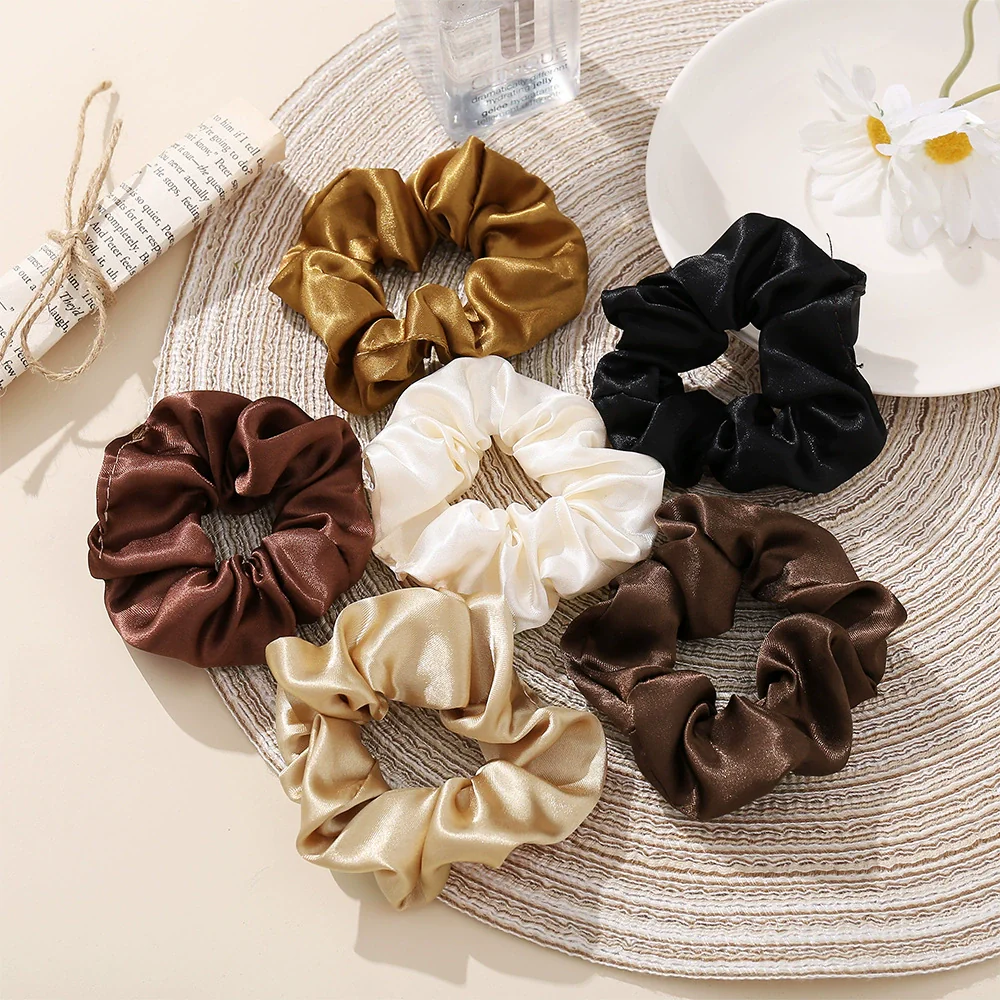 Women's Cloth Handmade Simple Fashion Retro Solid Color Hair Ring Hair Accessories - Image 3