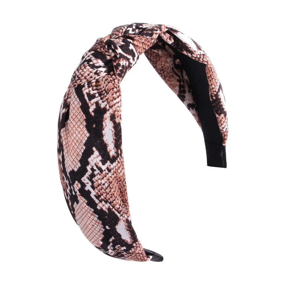 Women's Cloth Handwoven Leopard Print And Plaid Widebrimmed Knotted Headband Headwear - Image 10
