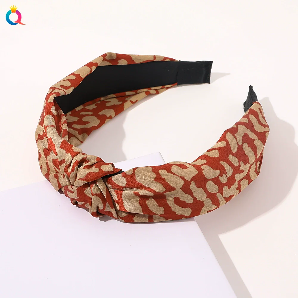 Women's Cloth Handwoven Leopard Print And Plaid Widebrimmed Knotted Headband Headwear - Image 19