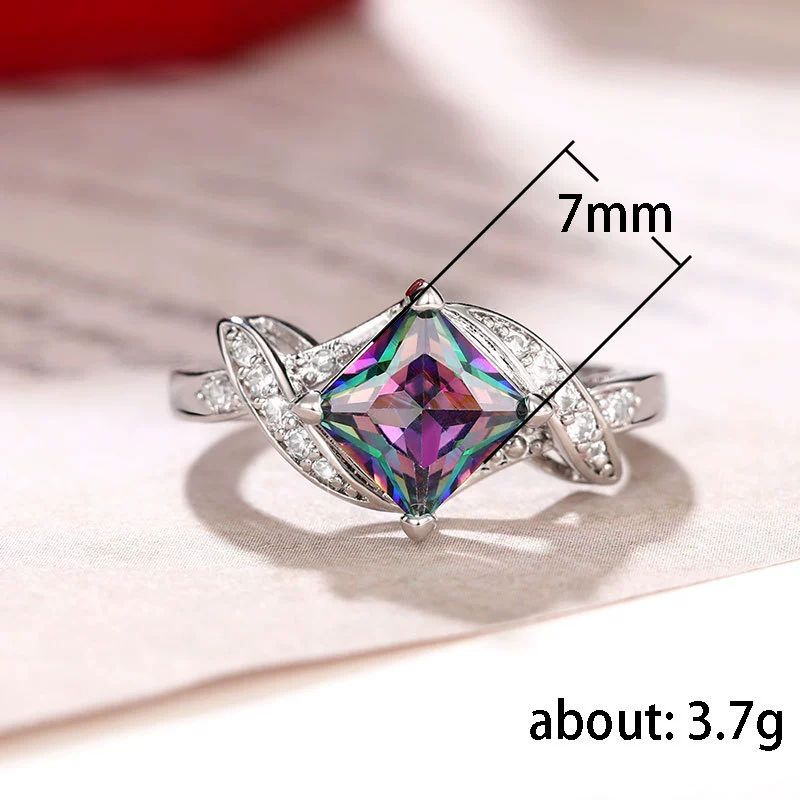 Women's Copper Bracelet With Square Diamond Color Zircon And Geometric Design - Image 5