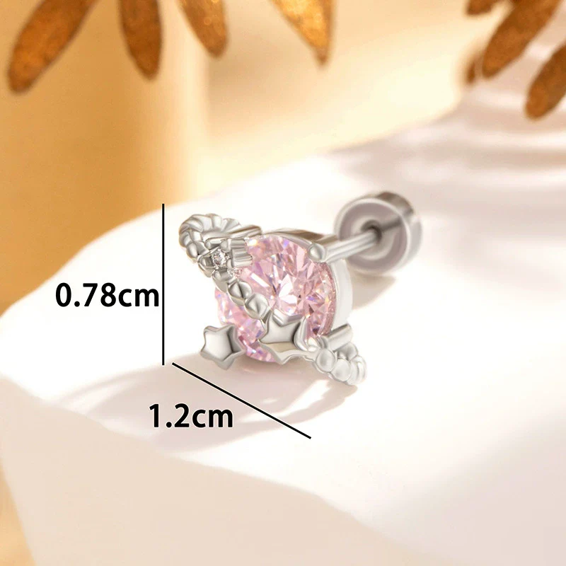 Women's Copper Ear Jewelry With Geometric Pattern And Diamond Inlaid Hearts And Arrows Zircon - Image 2