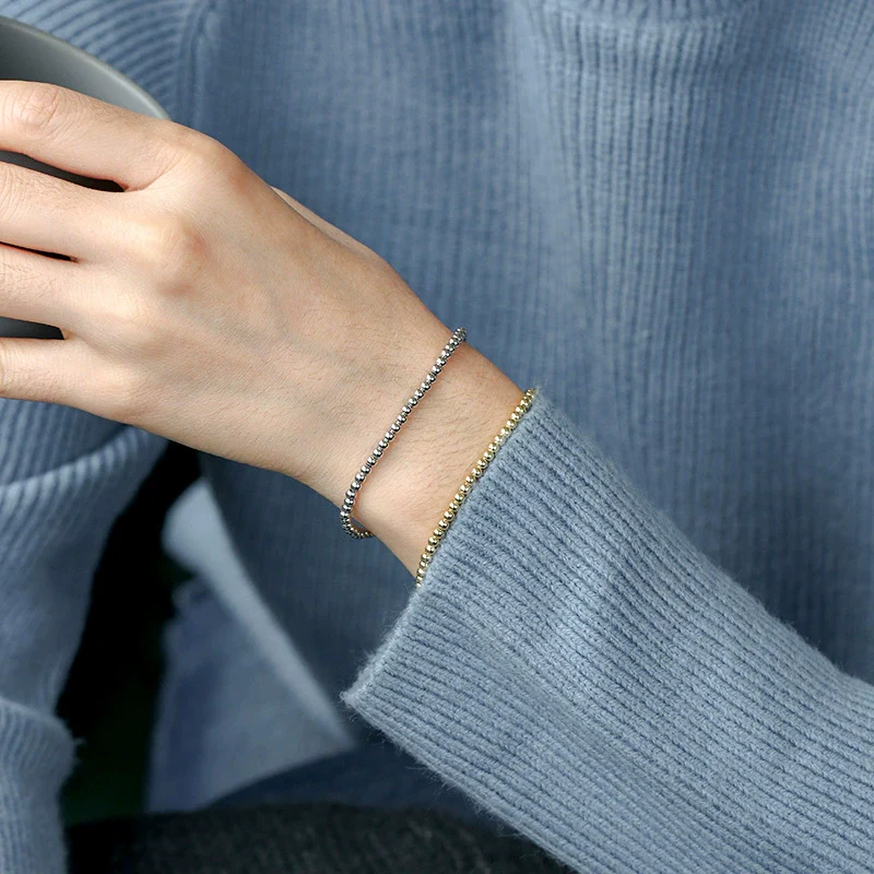 Women's Copper Electroplated Bead Bracelet With Real Gold Plating And Geometric Style - Image 4