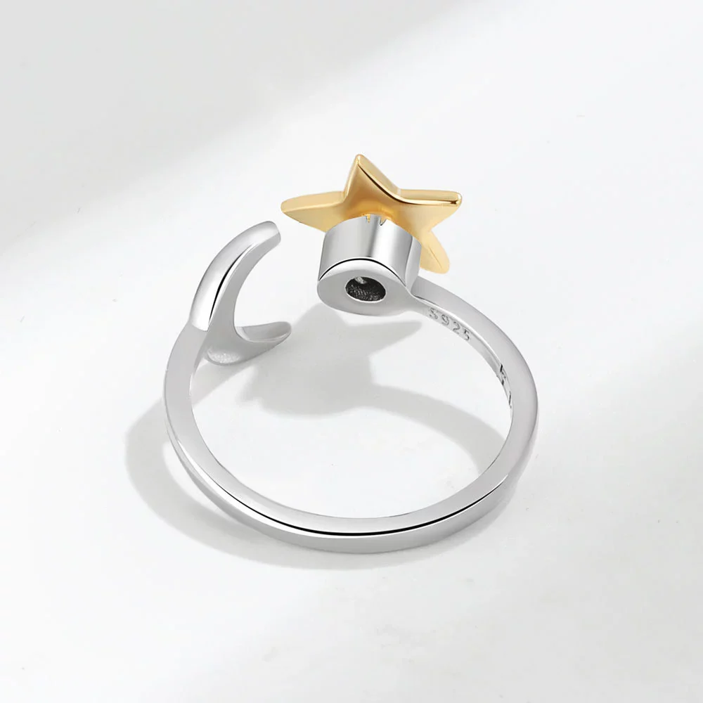 Women's Copper Electroplated Simple Style Stars And Moon Rotation Opening Ring Set - Image 4