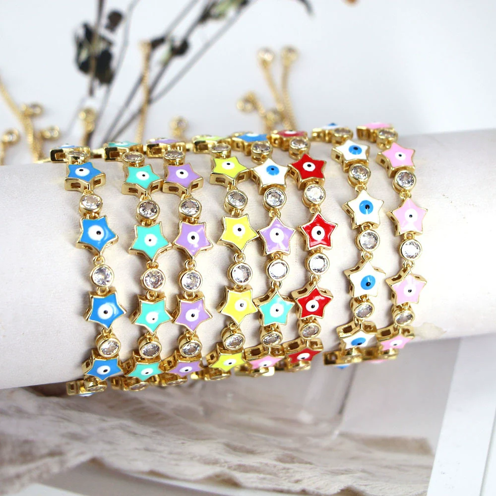 Women's Copper Geometric Devil's Eye Enamel Microinlaid Zircon Electroplated Bracelet - Image 4